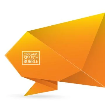 Abstract orange origami speech bubble or banner isolated on white background Stockillustratie