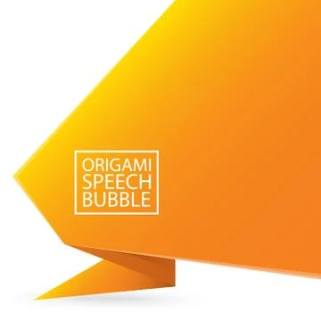 Abstract orange origami speech bubble or banner isolated on white background Stock Illustration