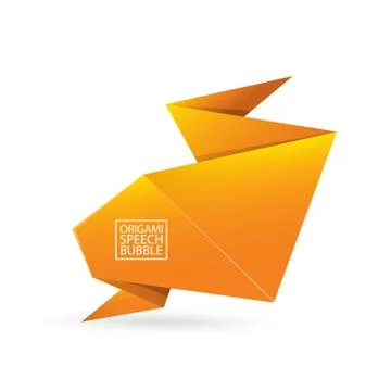 Abstract orange origami speech bubble or banner isolated on white background 스톡 일러스트