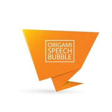 Abstract orange origami speech bubble or banner isolated on white background 스톡 일러스트