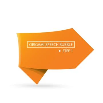 Abstract orange origami speech bubble or banner isolated on white background Illustrazione stock