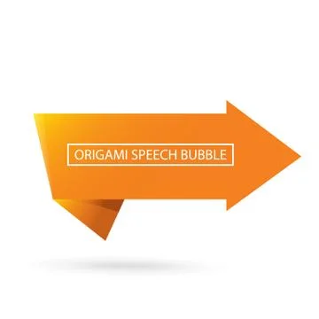 Abstract orange origami speech bubble or banner isolated on white background Stockillustratie