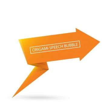 Abstract orange origami speech bubble or banner isolated on white background Stockillustratie
