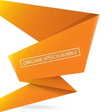 Abstract orange origami speech bubble or banner isolated on white background 스톡 일러스트
