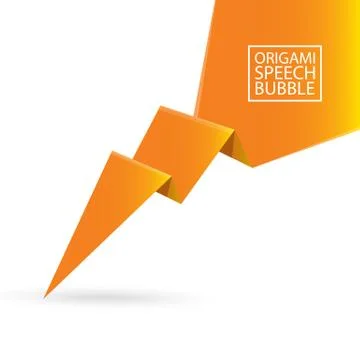 Abstract orange origami speech bubble or banner isolated on white background Stockillustratie