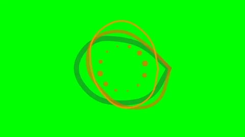 Abstract orange oval shape with a dotted circle on a bright green background Stock Footage 341820810