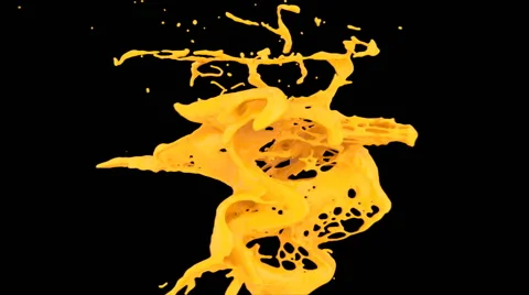 Abstract orange paint splash in slow motion, isolated on black (FULL HD) Video stock 51544428