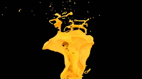 Abstract orange paint splash in super slow motion, isolated on black (FULL HD) Video stock 44477932
