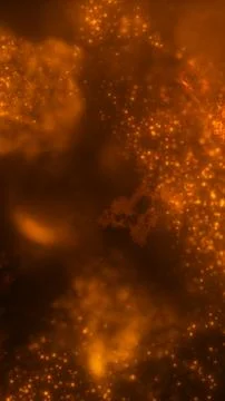 Abstract orange particle background with glowing sparks, warm bokeh, smoky .. Stock Illustration