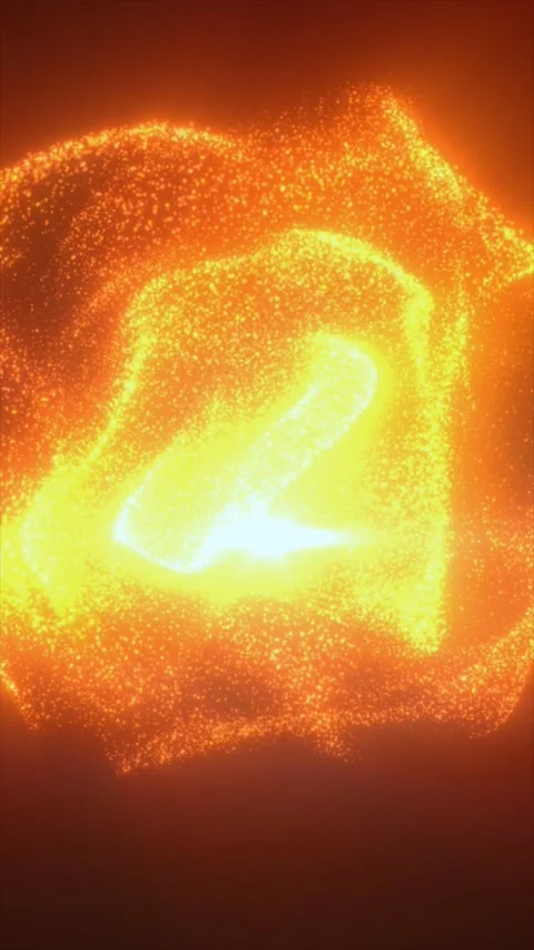 Abstract orange particle cube with glowing edges and radiant core, floating.. Stock Footage 330885239