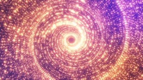 Abstract orange particles background animation loop with a spiral particle f Stock Illustration