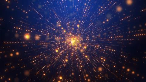 Abstract orange particles background animation with a particle lines Stock Illustration