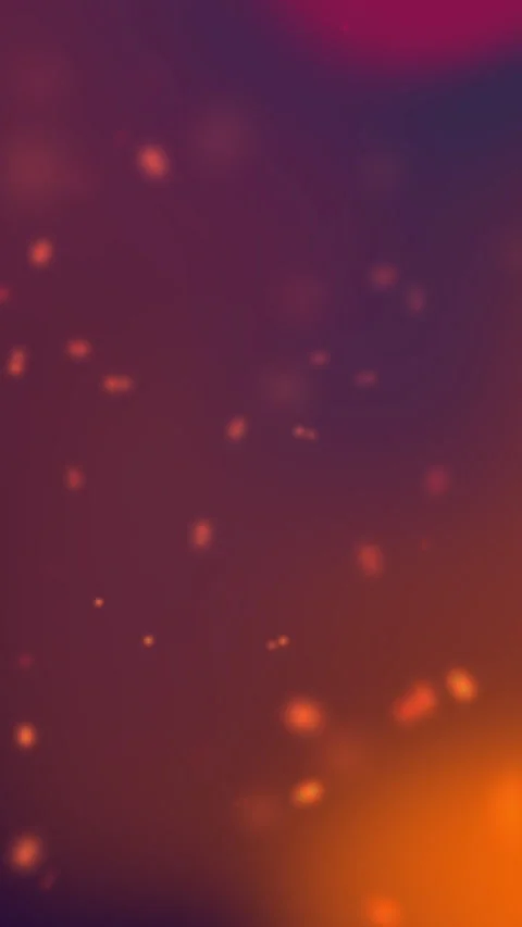 Abstract Orange Particles Floating and Glowing on Dark Purple Background Video stock 343577897