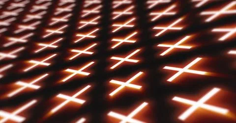 Abstract orange pattern of glowing geometric crosses pluses futuristic hi-t.. Stock Illustration
