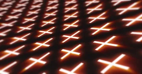 Abstract orange pattern of glowing geometric crosses pluses futuristic hi-t.. Stock Illustration