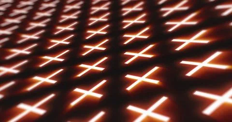 Abstract orange pattern of glowing geometric crosses pluses futuristic hi-tec Stock Illustration