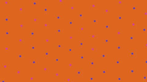 Abstract orange pattern with small blue and purple squares Stock Illustration