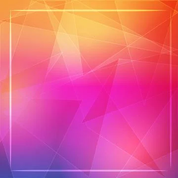 Abstract orange pink background with shining white lines and frame Stockillustratie