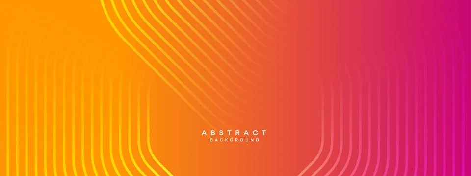 Abstract orange, pink gradient circles lines Technology web banner background Stock Illustration