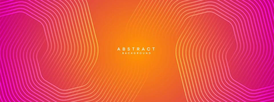 Abstract orange, pink gradient circles lines Technology web banner background Stock Illustration