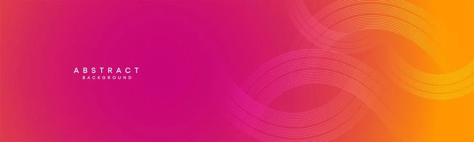 Abstract orange, pink gradient circles lines Technology web banner background Stock Illustration