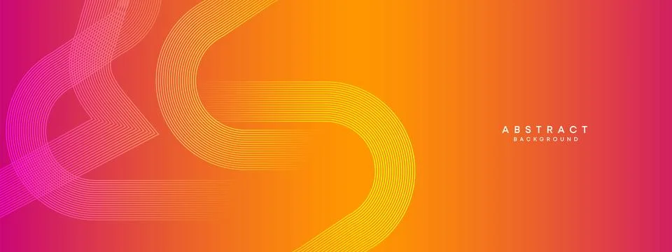 Abstract orange, pink gradient circles lines Technology web banner background Stock Illustration