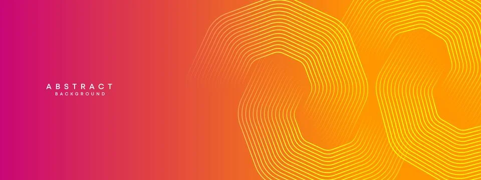 Abstract orange, pink gradient circles lines Technology web banner background Stock Illustration