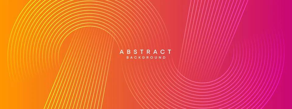 Abstract orange, pink gradient circles lines Technology web banner background Stock Illustration