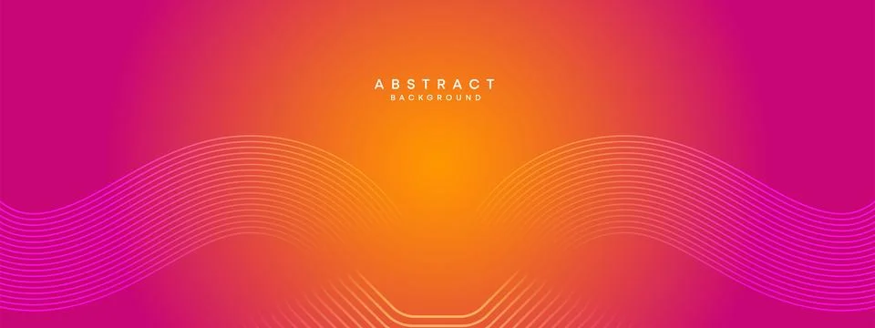 Abstract orange, pink gradient circles lines Technology web banner background Stock Illustration