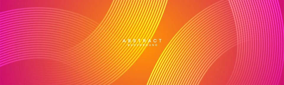 Abstract orange, pink gradient circles lines Technology web banner background Stock Illustration