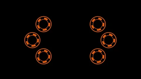 Abstract orange poker chips rotating clockwise on black background video. Vídeos de archivo 337601609