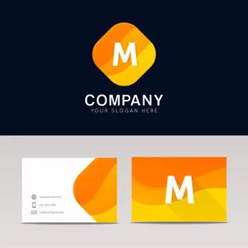 Abstract orange rhombus shape M icon letter logo element vector design Stock Illustration