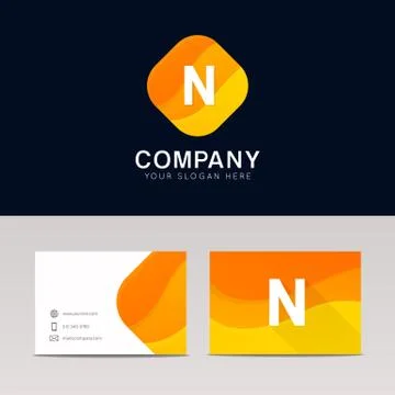 Abstract orange rhombus shape N icon letter logo element vector design Stock Illustration