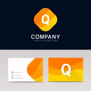 Abstract orange rhombus shape Q icon letter logo element vector design Stock Illustration
