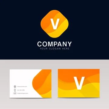Abstract orange rhombus shape V icon letter logo element vector design Stock Illustration