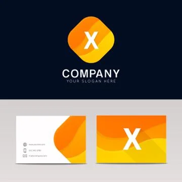 Abstract orange rhombus shape X icon letter logo element vector design Stock Illustration