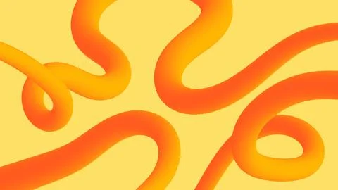 Abstract orange ribbon background with flowing curves, looping bands, yello.. Stock Illustration