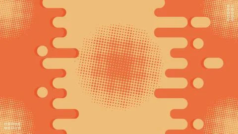 Abstract Orange Rounded Lines Background with Halftones Effect Dynamic Pop .. Stock Illustration