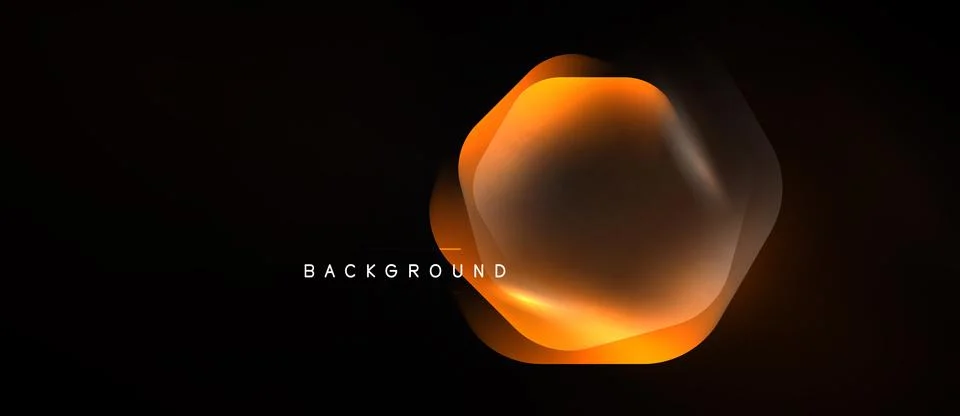 Abstract orange shape over black background. Modern design, glowing effect, Stock Illustration