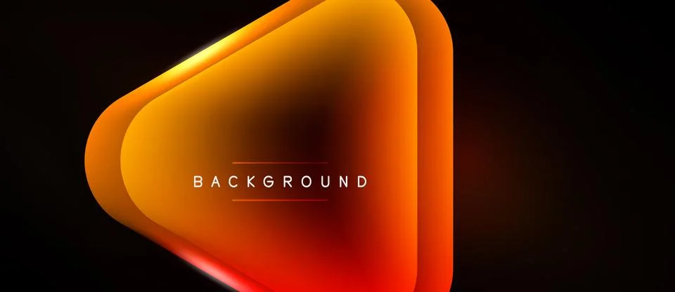 Abstract orange shape over black background. Gradient effect creates depth,.. Stock Illustration