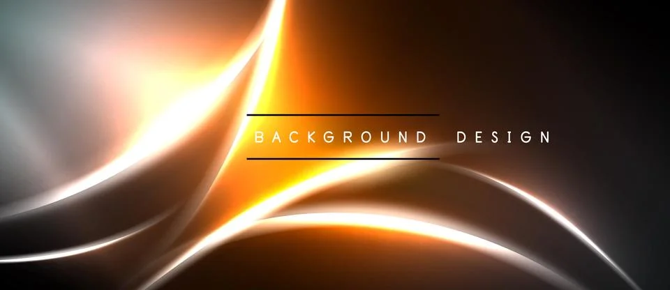 Abstract orange, silver lines over black background. Modern design element, Ilustração Stock