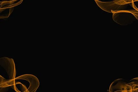 Abstract Orange Smoke Waves Frame on Black Background Stock Photos