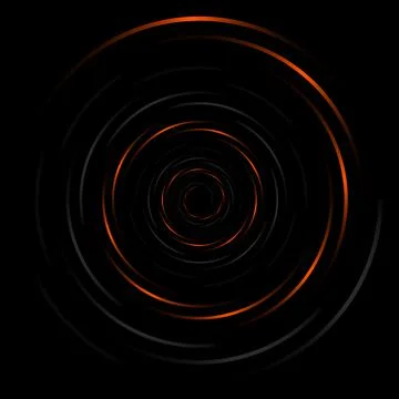 Abstract orange spiral circle lines on black geometric background. Helix round イラスト素材