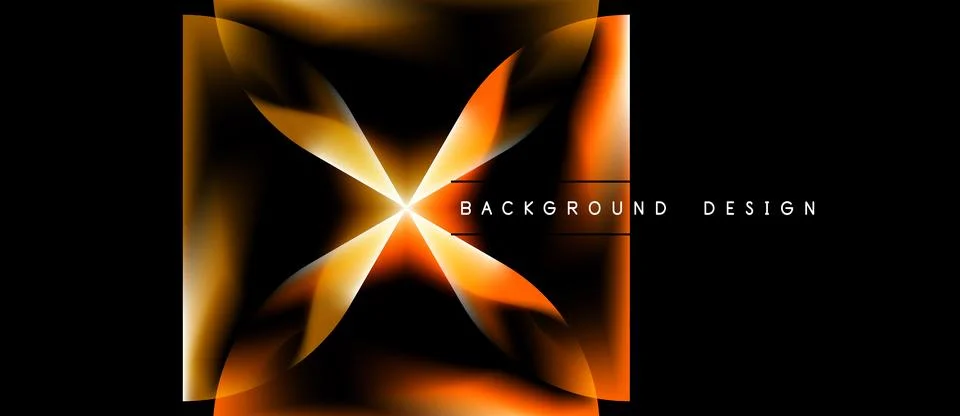Abstract orange square design. Glowing lines create dynamic starburst effect  Stock Illustration