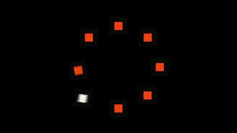 Abstract orange square loading animation spinning on black background with 库存影片 340612871