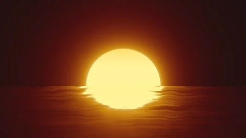 Abstract orange sun over water and horizon with reflections background Video stock 244218601