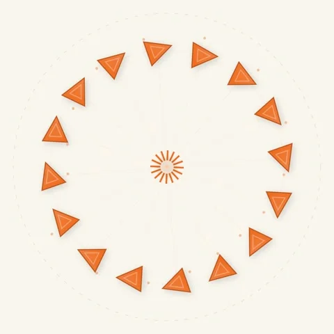 Abstract Orange Triangles Forming a Circular Pattern Around a Central Sunbu.. Stock Footage 347804712