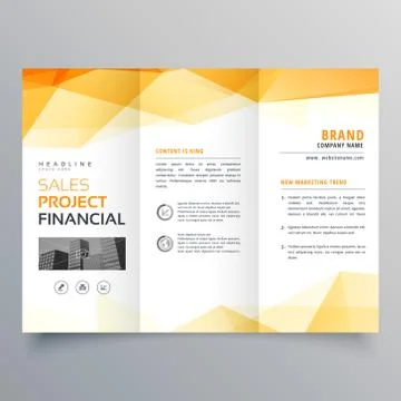 Abstract orange trifold creative brochure design template Stock Illustration