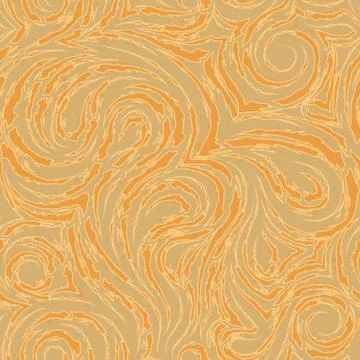 Abstract orange vector texture of smooth spirals and loops. Fiber wood or marble Stock Illustration