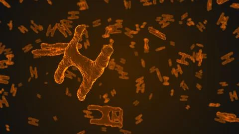 Abstract orange virus cells under microscope Stock Illustration